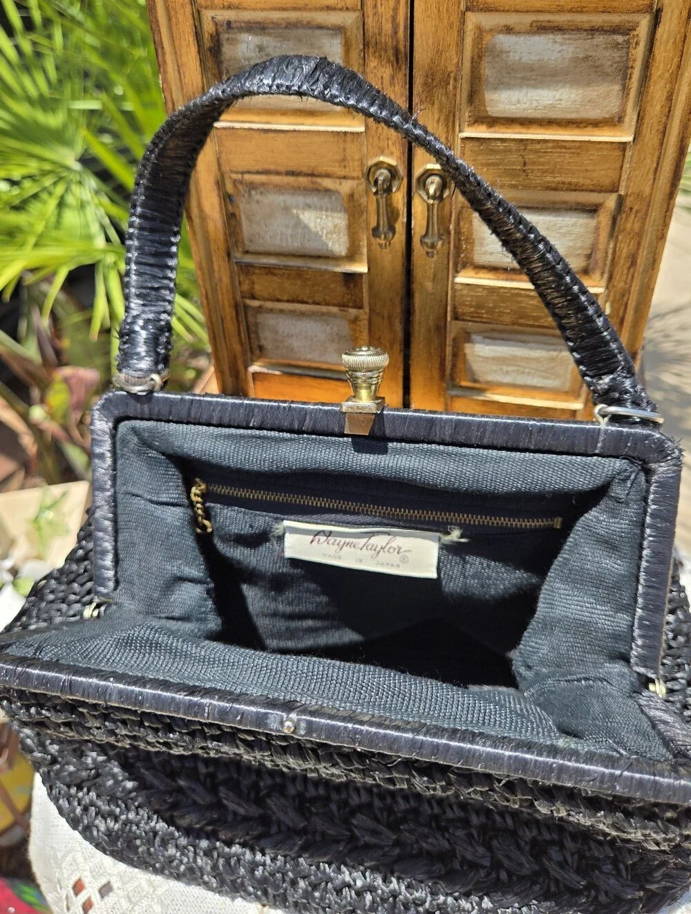 Vintage Dayne Taylor Black Raffia Bag